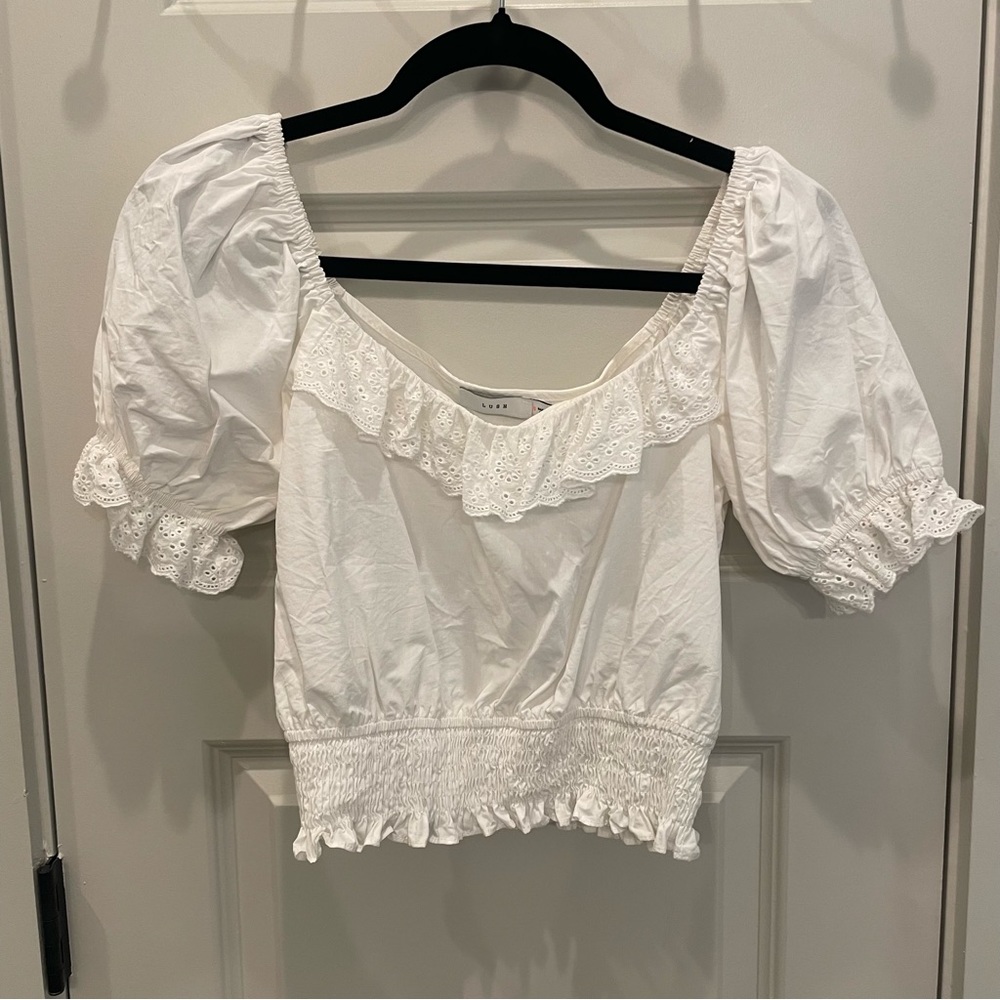 White Ruched Crop Top